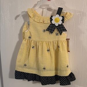 Yellow Gingham Baby Dress with Flower Accent